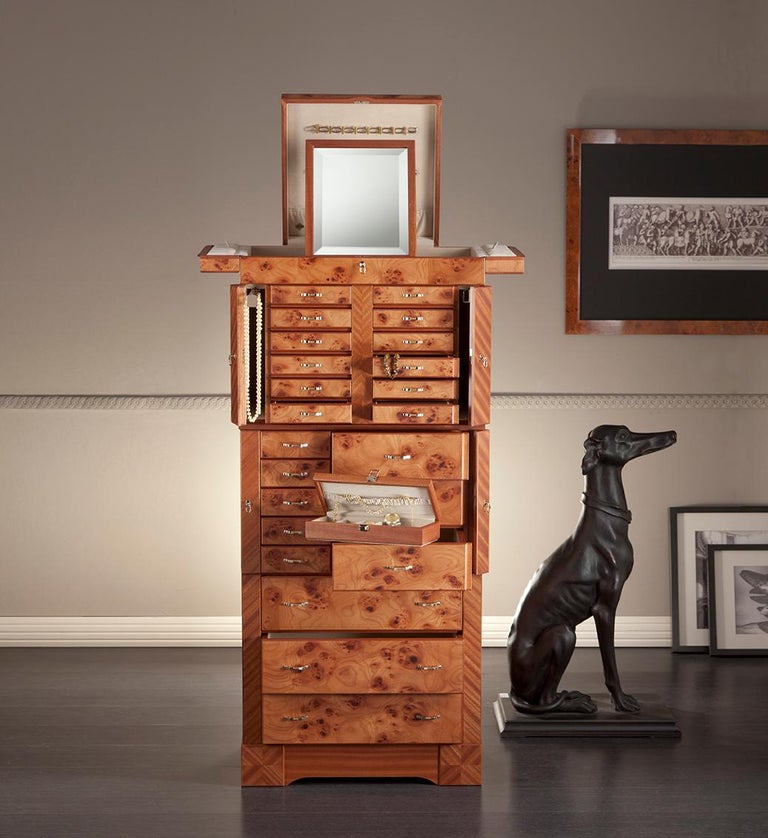 Agresti "El Grande Scrigno" Jewelry Armoire Safe in Elm Briar and
