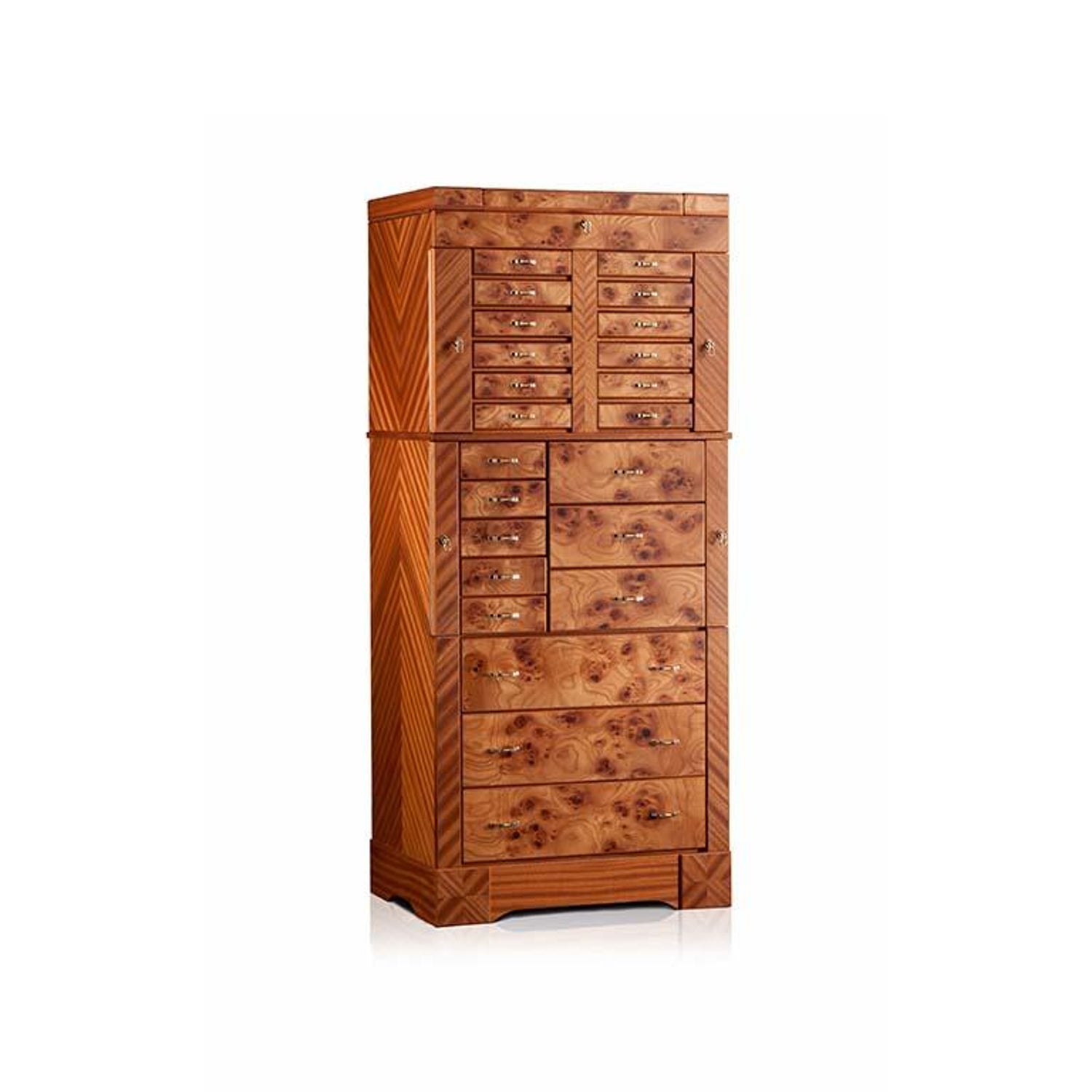Agresti El Grande Scrigno Jewelry Armoire In Elm Briar And Mahogany For Sale At 1stdibs