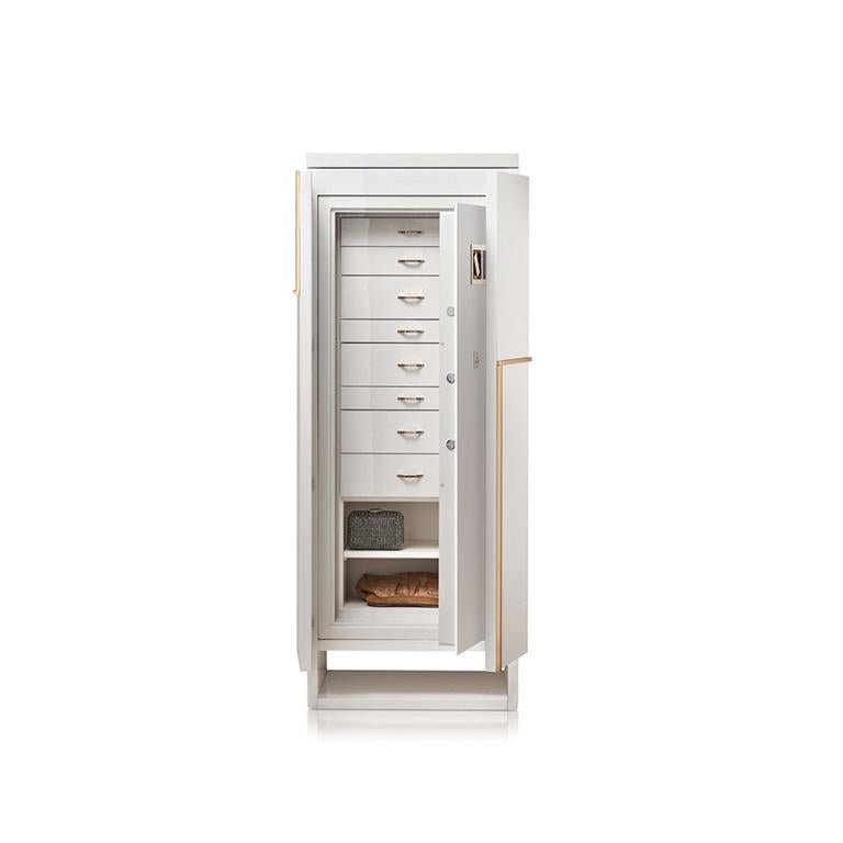 Moderne Armoire à bijoux blindée contemporaine en érable blanc Gioia Artico Agresti en vente