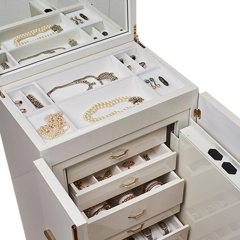 Armario Joyero Contemporáneo Armado Caja Fuerte en Arce Blanco Gioia Artico Italiano en venta