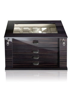 Agresti Il Mio Tempo Ebano Italian Lacquered Modern Wood Watch Storage Box Locks