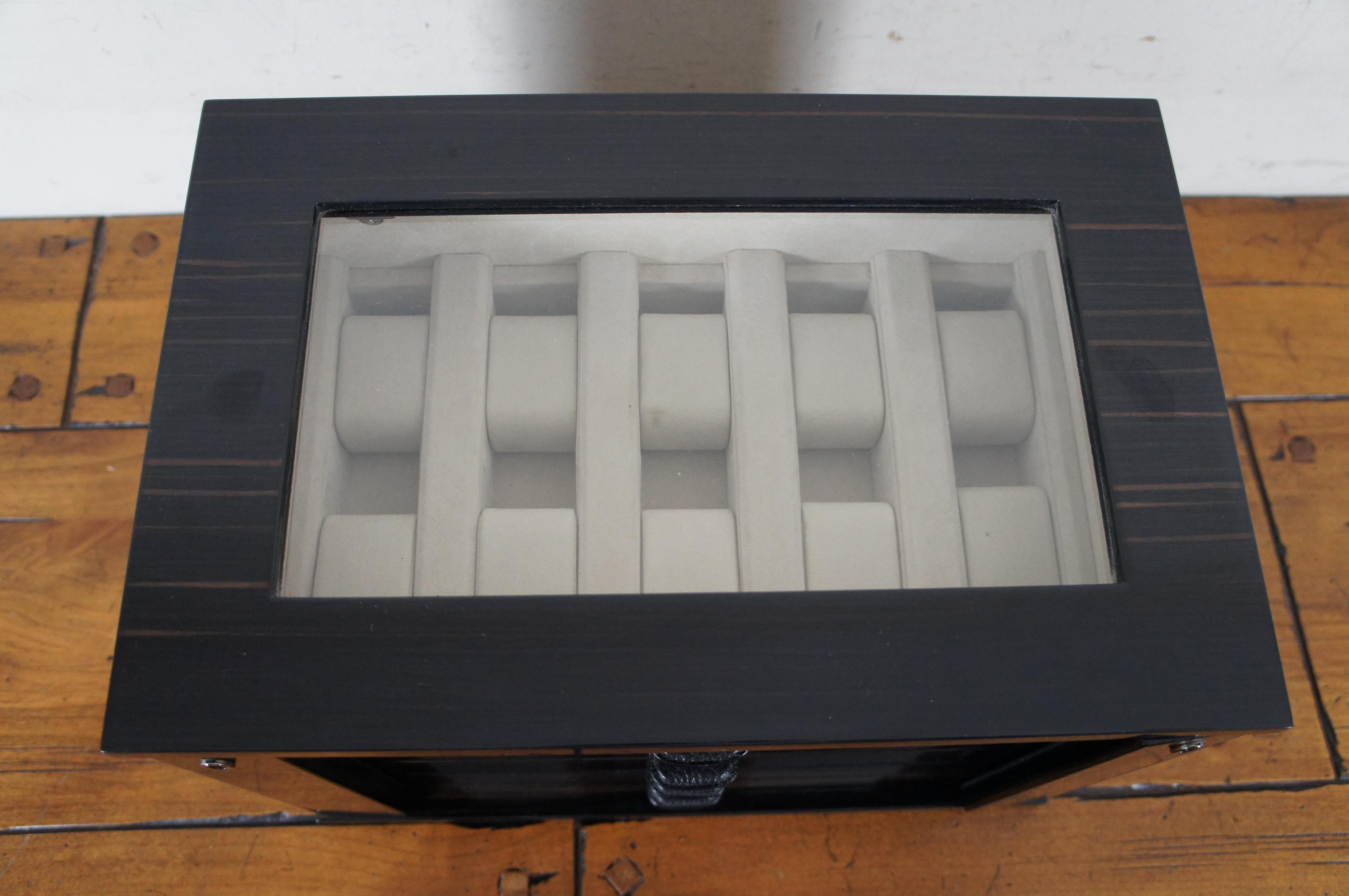 Agresti Il Mio Tempo Ebenholz Italienisch lackierte moderne Holzuhr Aufbewahrungsbox-Schlösser (20. Jahrhundert) im Angebot