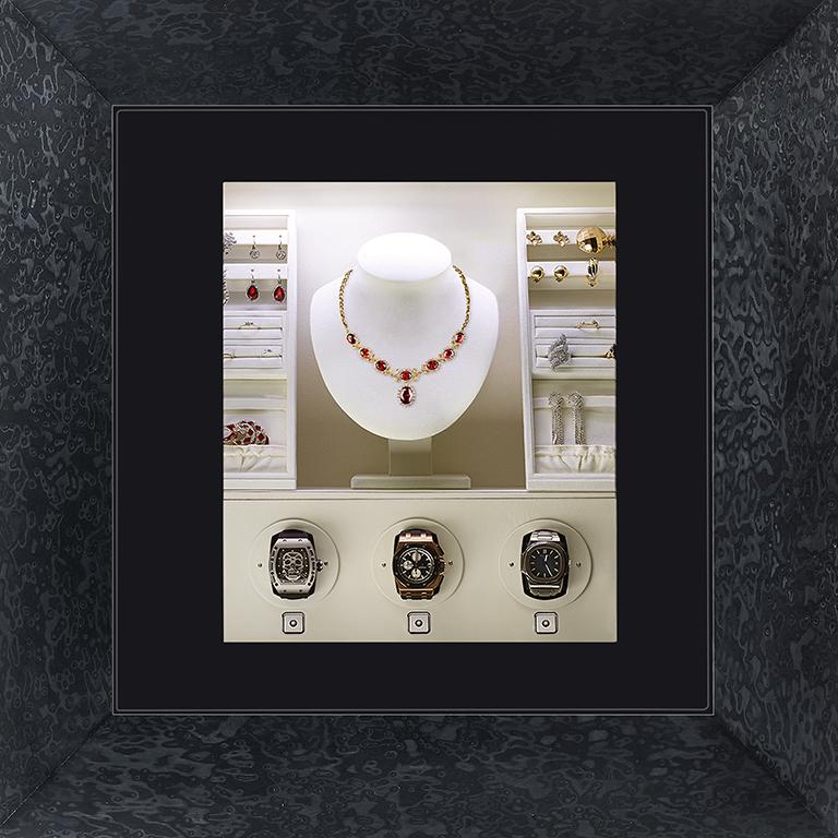 Modern Agresti Mirror of Enchantment Classic Wall Safe with 3 Watch Winders For Sale