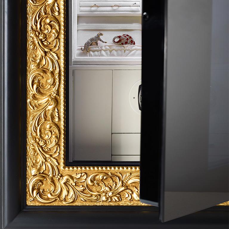 Italian Agresti Mirror of Enchantment Classic Wall Safe with 3 Watch Winders For Sale