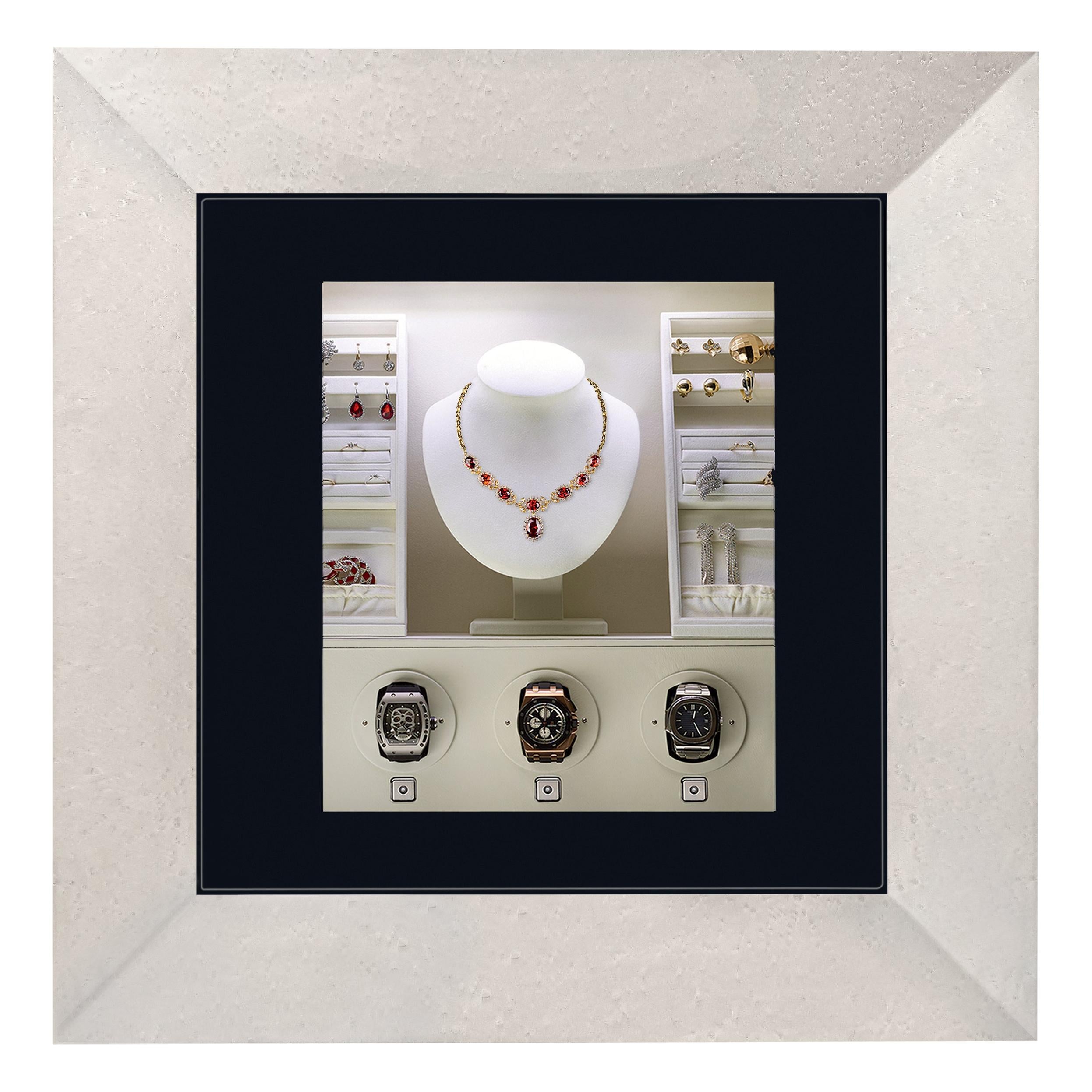 Agresti Mirror of Enchantment White Wall Safe with Watch Winders