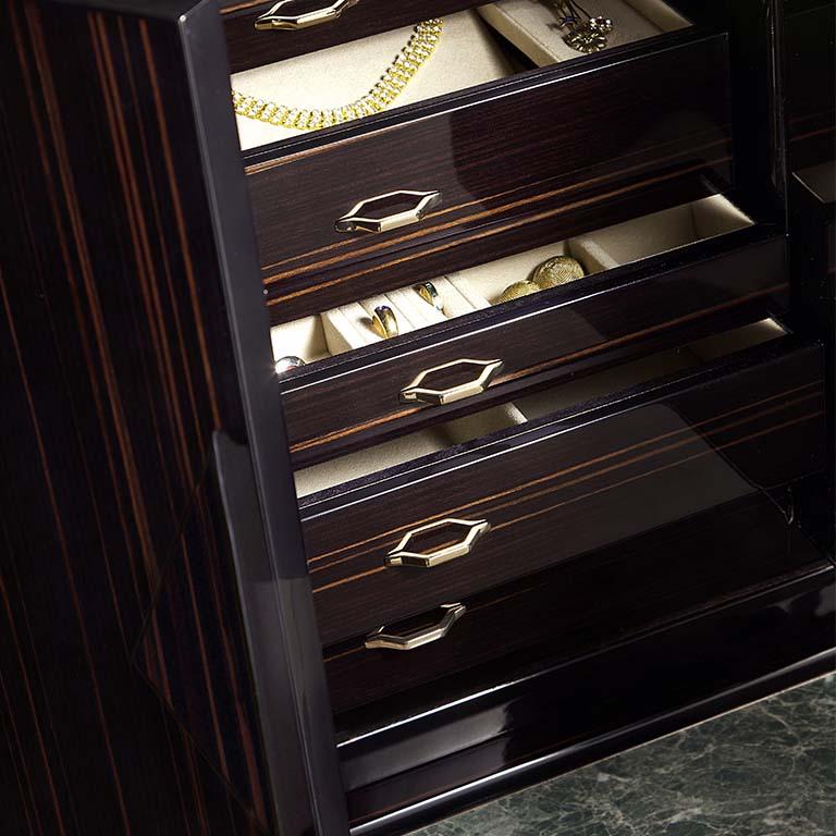 Italian Agresti Nero Forziere Contemporary Chest Safe in Black Polished Wood For Sale