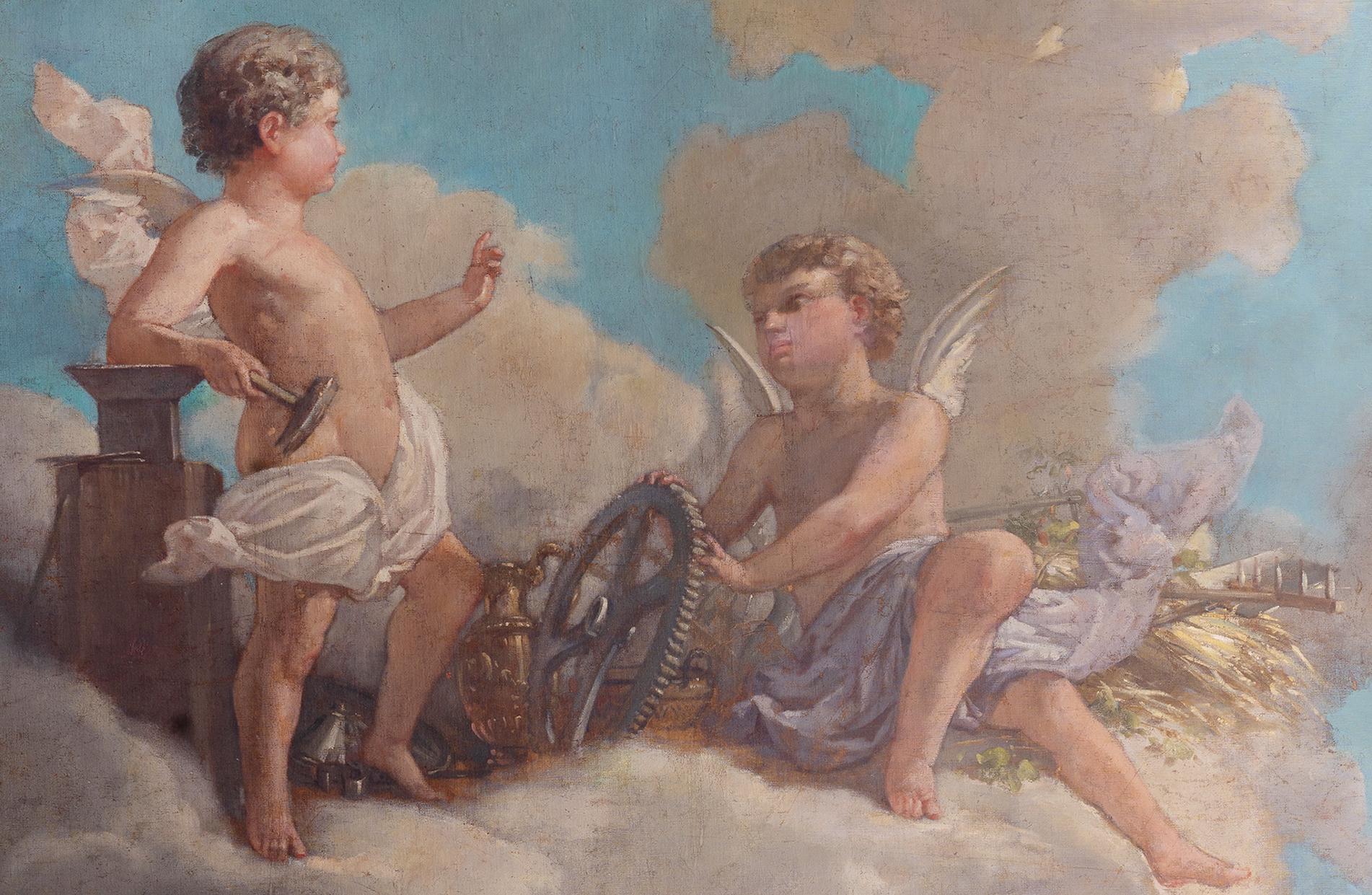 „Agriculture and Industry“, Öl auf Leinwand, Jose Denis Belgrano (1844 im Zustand „Hervorragend“ im Angebot in Saint-Ouen, FR