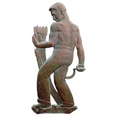 "Agriculture, " Bronze, Allegorical Art Deco Sculptural Relief Celebrating Labor