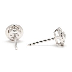AGS 1.32ctw Diamond Stud Earrings, 18k White Gold, Crown of Light