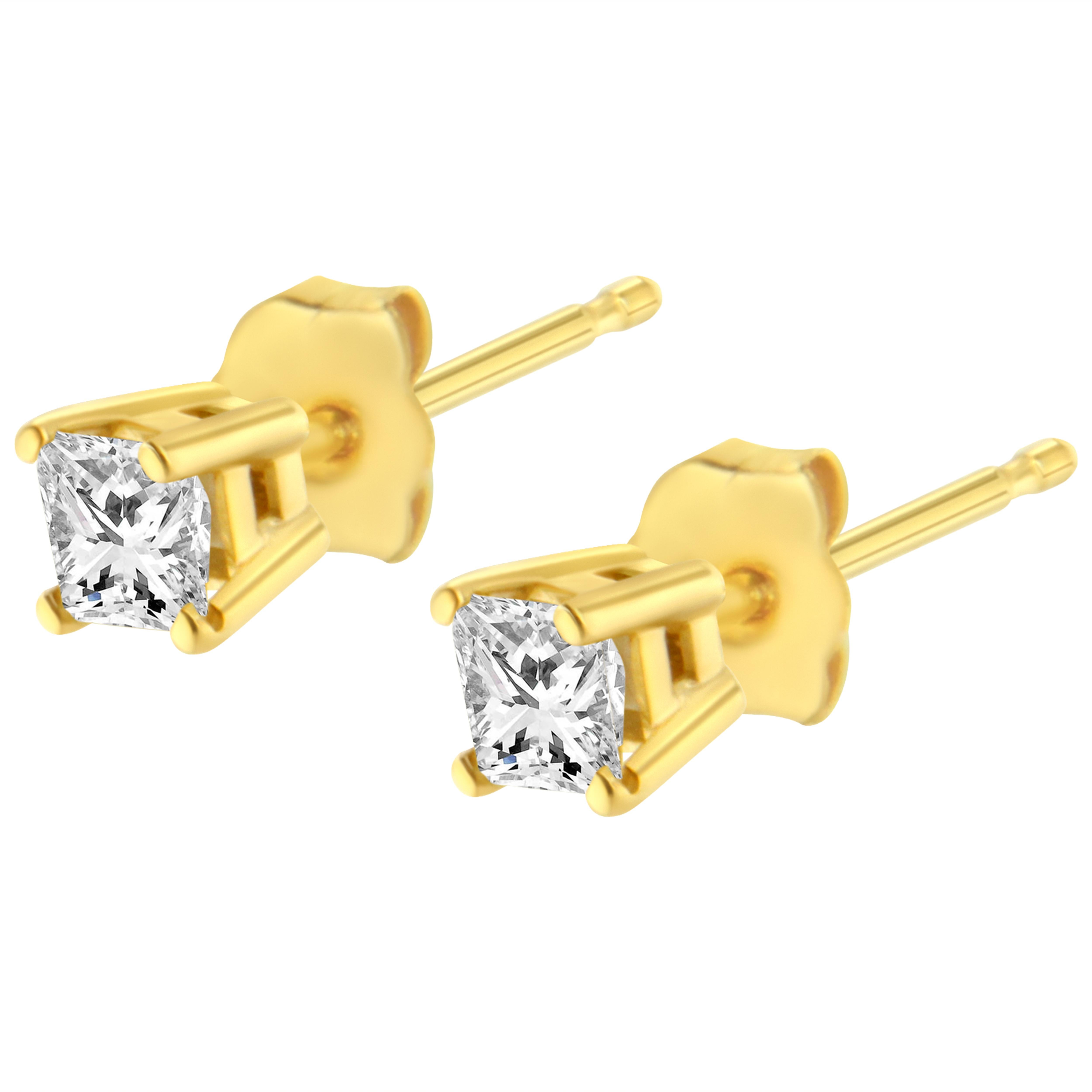 one carat princess cut diamond earrings