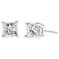 Quadratischer Solitär-Ohrstecker, AGS-zertifizierter 1/4 Karat Diamant 14K Weißgold Solitär