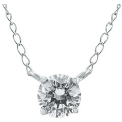 AGS Certified 1 Carat 6 Prong Diamond Solitaire Pendant In 14 Karat White Gold