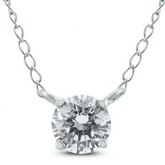 AGS Certified 1 Carat 6 Prong Diamond Solitaire Pendant In 14 Karat White Gold