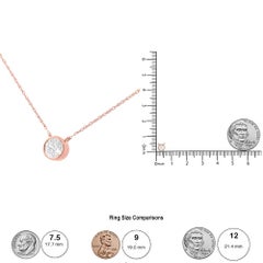 AGS Certified 10K Rose Gold 1/10 Cttw Bezel Set Round Diamond Solitaire Necklace