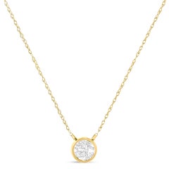 AGS Certified 10K Yellow Gold 1/10 Carat Diamond Adjustable Pendant Necklace