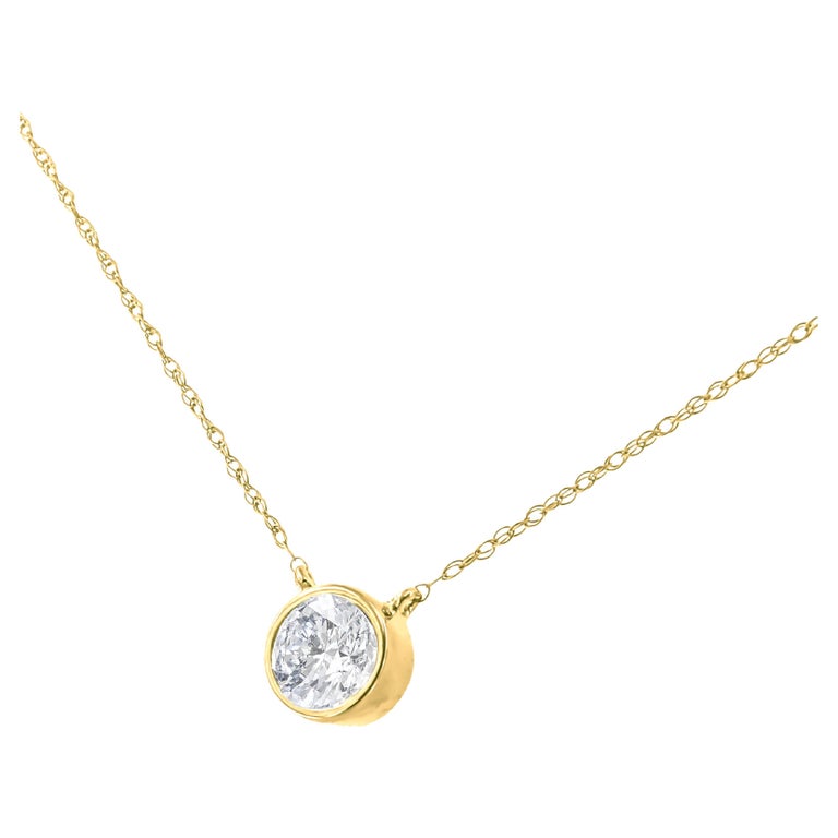 AGS Certified 10K Yellow Gold 1/10 Carat Diamond Adjustable Pendant