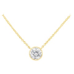 AGS Certified 10k Yellow Gold 1/10ct Diamond Solitaire Pendant Necklace