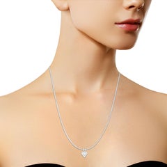 AGS Certified 14K White Gold 1/2 Carat Heart Shaped Solitaire Diamond Pendant