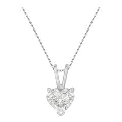 AGS Certified 14K White Gold 1/2 Carat Heart Shaped Solitaire Diamond Pendant