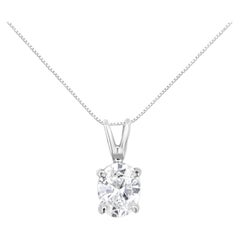 AGS Certified 14K White Gold 1/2 Carat Oval Diamond Solitaire Pendant Necklace