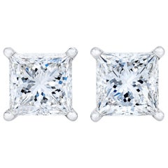 1 carat vs 1.5 carat princess cut AGS Certified 14K White Gold 1/4 Carat Princess Solitaire Diamond Stud Earrings