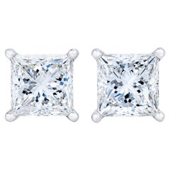1 carat vs 1.5 carat earrings AGS Certified 14K White Gold 1/4 Carat Princess Solitaire Diamond Stud Earrings