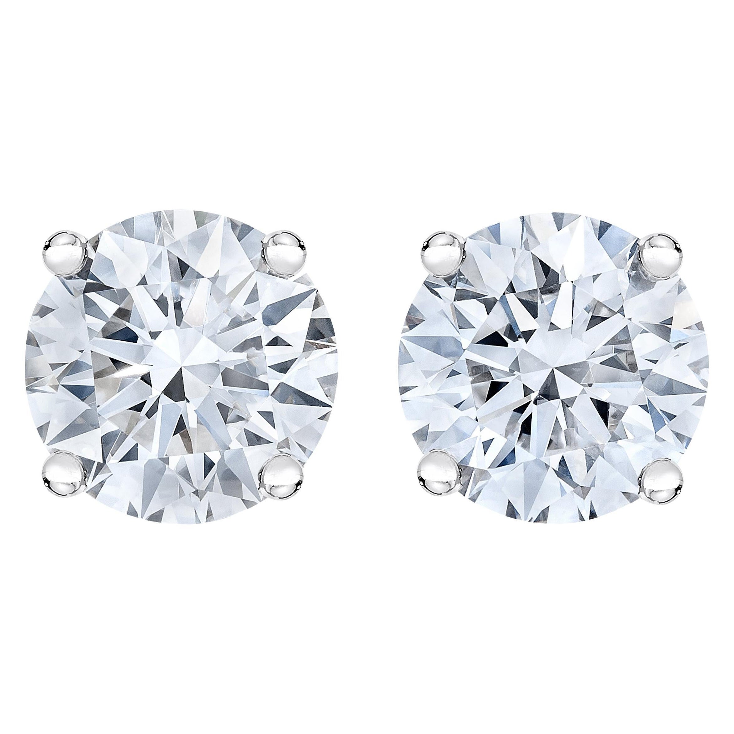 AGS Certified 14K White Gold 1.0 Carat Brilliant Round-Cut Diamond Stud Earrings