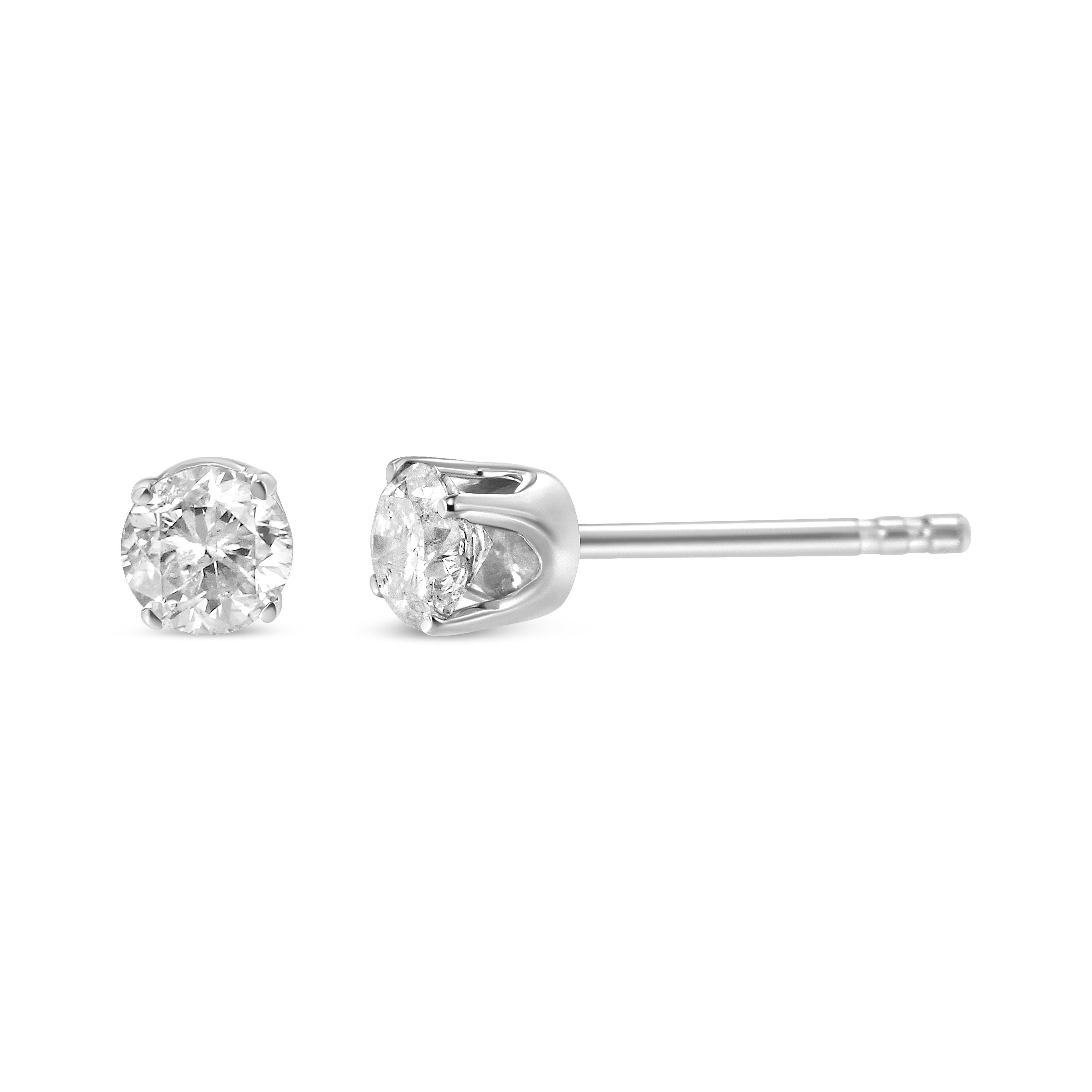 Contemporary AGS Certified 14K White Gold 1.0 Carat Diamond Push Back Stud Earrings For Sale