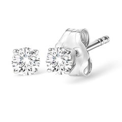 AGS Certified 14K White Gold 1.00 Carat Diamond Push Back Stud Earring