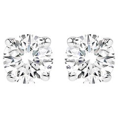 AGS-zertifizierter Ohrstecker aus 14 Karat Weißgold mit 1,00 Karat Diamanten und Push Back