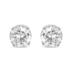 AGS Certified 14K White Gold 1.00 Carat Solitaire Diamond Stud Earrings