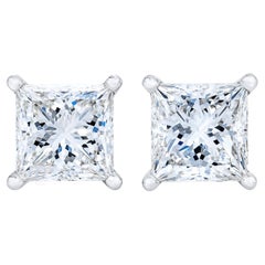 AGS Certified 14k White Gold 1.00 Carat Solitaire Diamond Stud Earrings