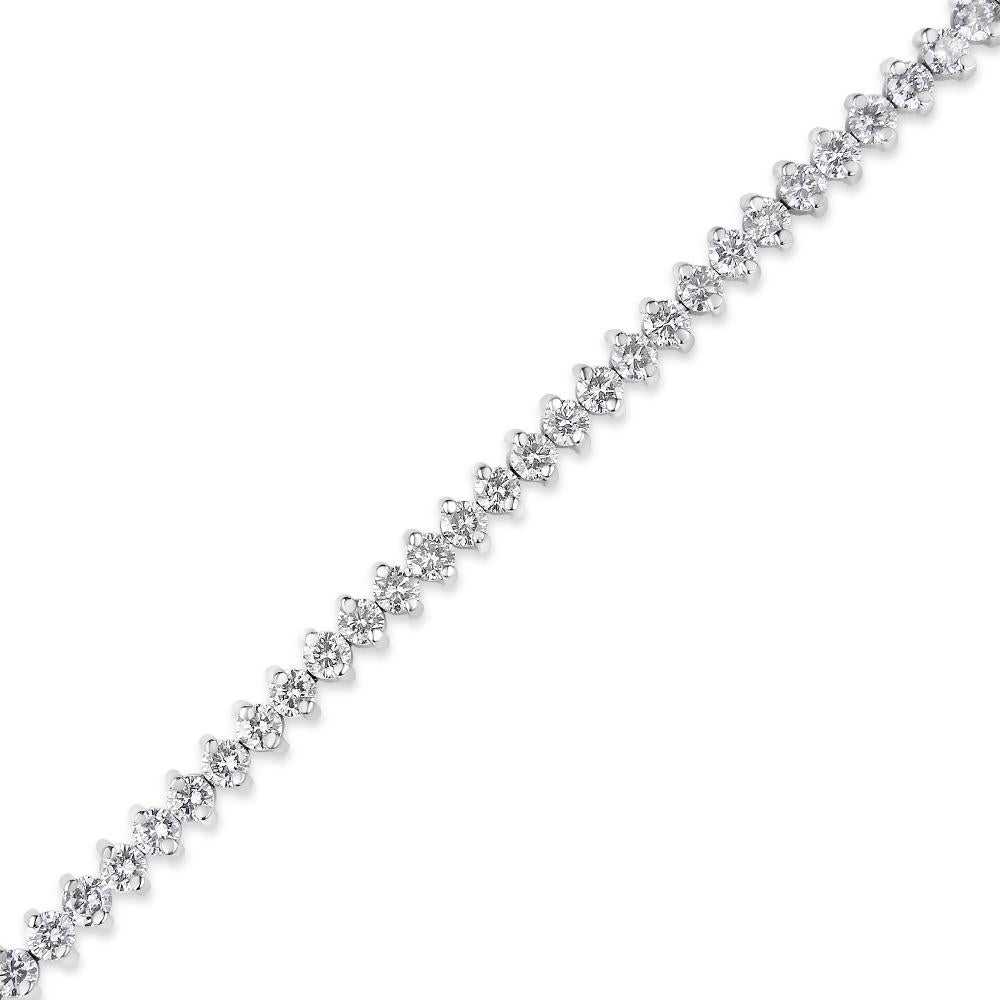 Contemporary AGS Certified 14K White Gold 5.0 Cttw 2-Prong Set Round Diamond Tennis Bracelet