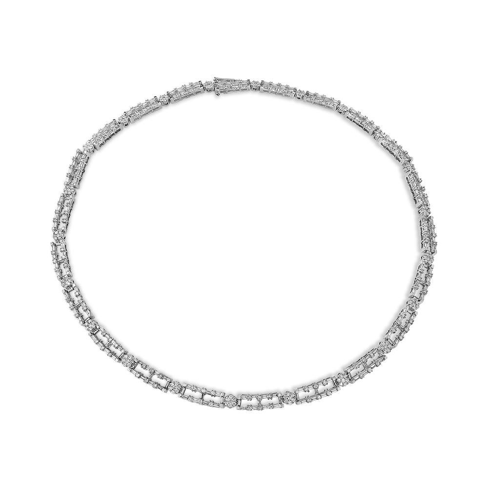 AGS Certified 14K White Gold 8 1/2 Carat Diamond Choker Necklace In New Condition For Sale In New York, NY