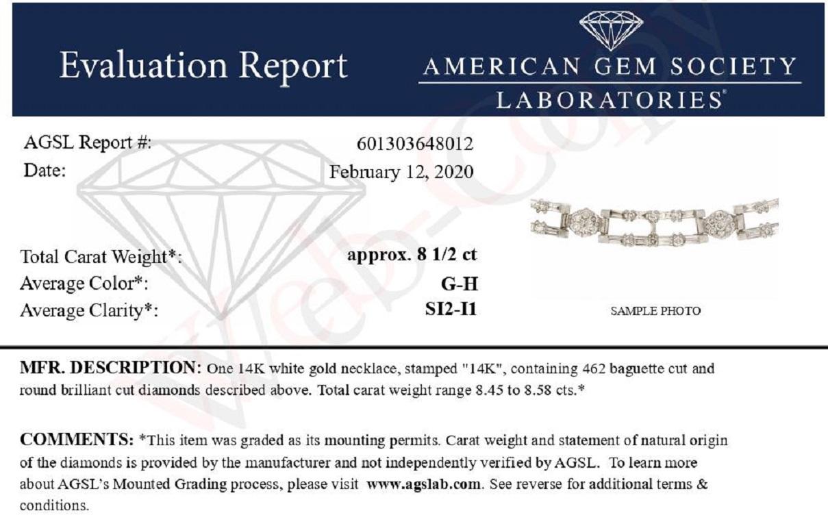 Choker-Halskette, AGS-zertifiziert 14K Weißgold 8 1/2 Karat Diamant 1