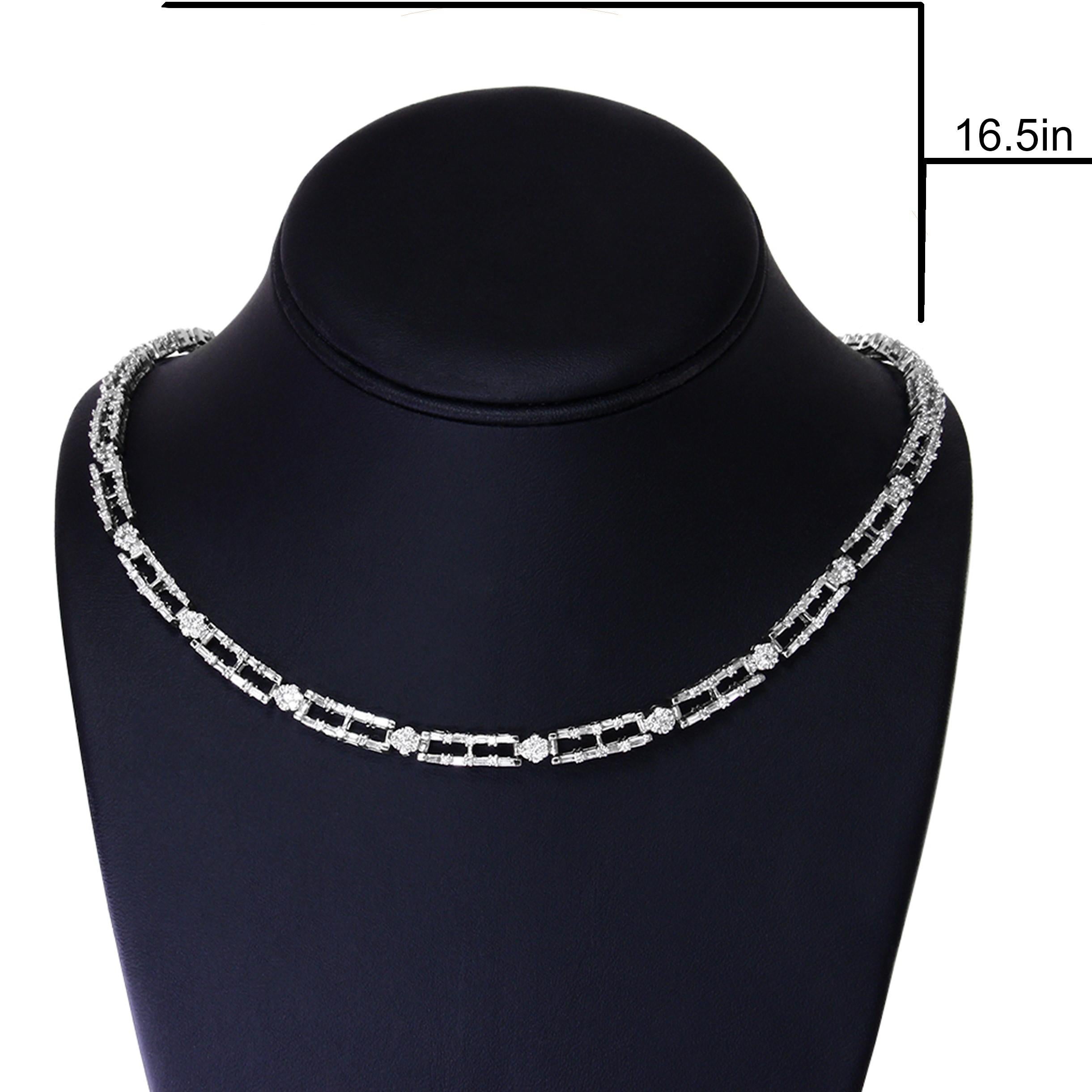 AGS Certified 14K White Gold 8 1/2 Carat Diamond Choker Necklace In New Condition In New York, NY