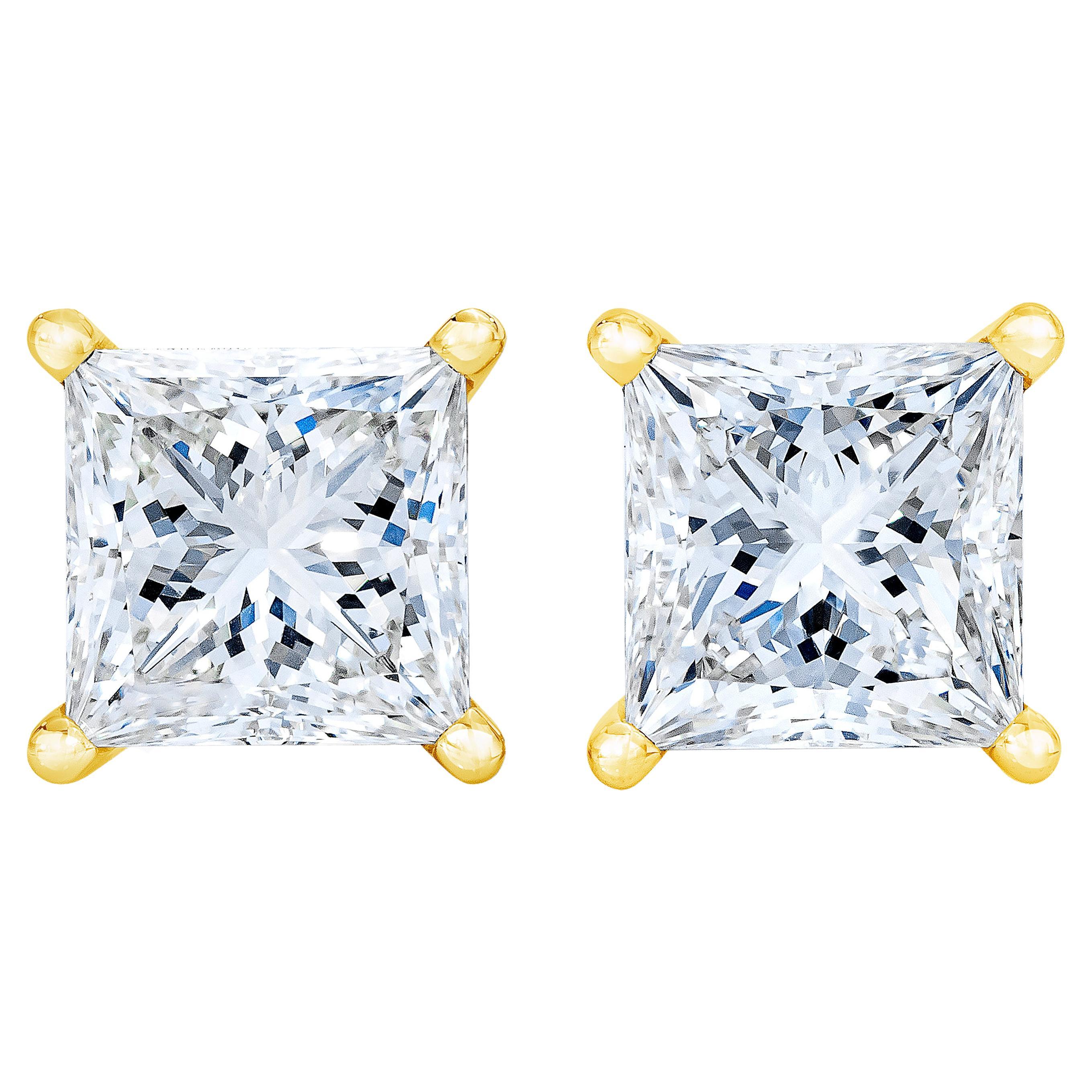 Clous d'oreilles en or jaune 14 carats avec diamants de 1/4 carat certifiés AGS