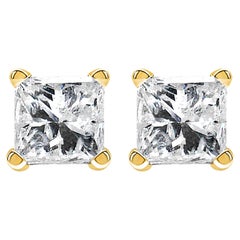Boucles d
oreilles en or jaune 14k certifié AGS avec 1/4 cttw de diamant