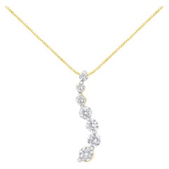 AGS Certified 14K Yellow Gold 2.00 Carat Diamond Pendant Necklace