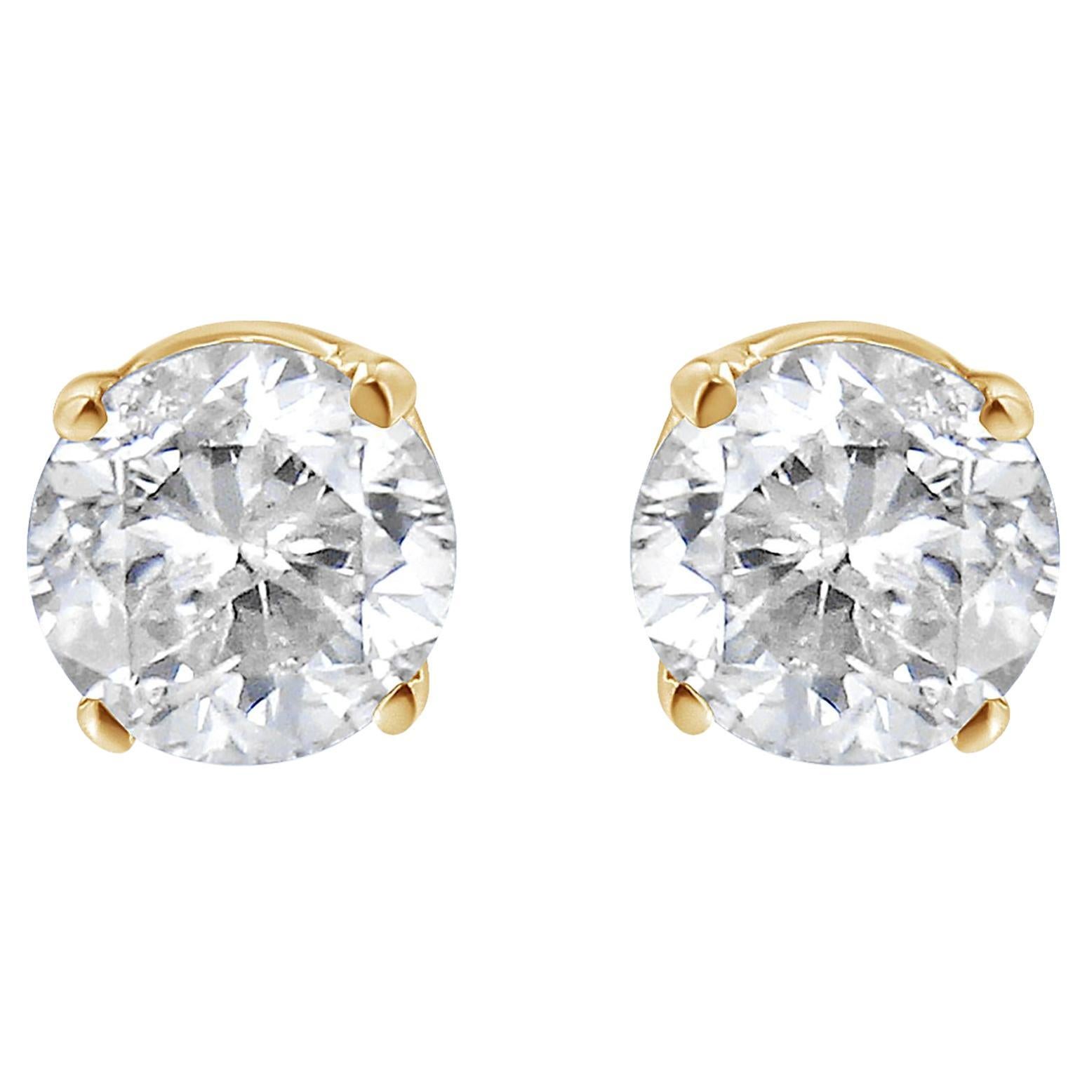 Orecchini con diamante Push Back in oro giallo 14k certificato AGS da 3/8 cttw