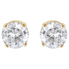 Orecchini con diamante Push Back in oro giallo 14k certificato AGS da 3/8 cttw