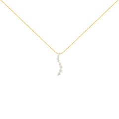AGS Certified 14K Yellow Gold 3.0 Carat Diamond Journey Pendant Necklace