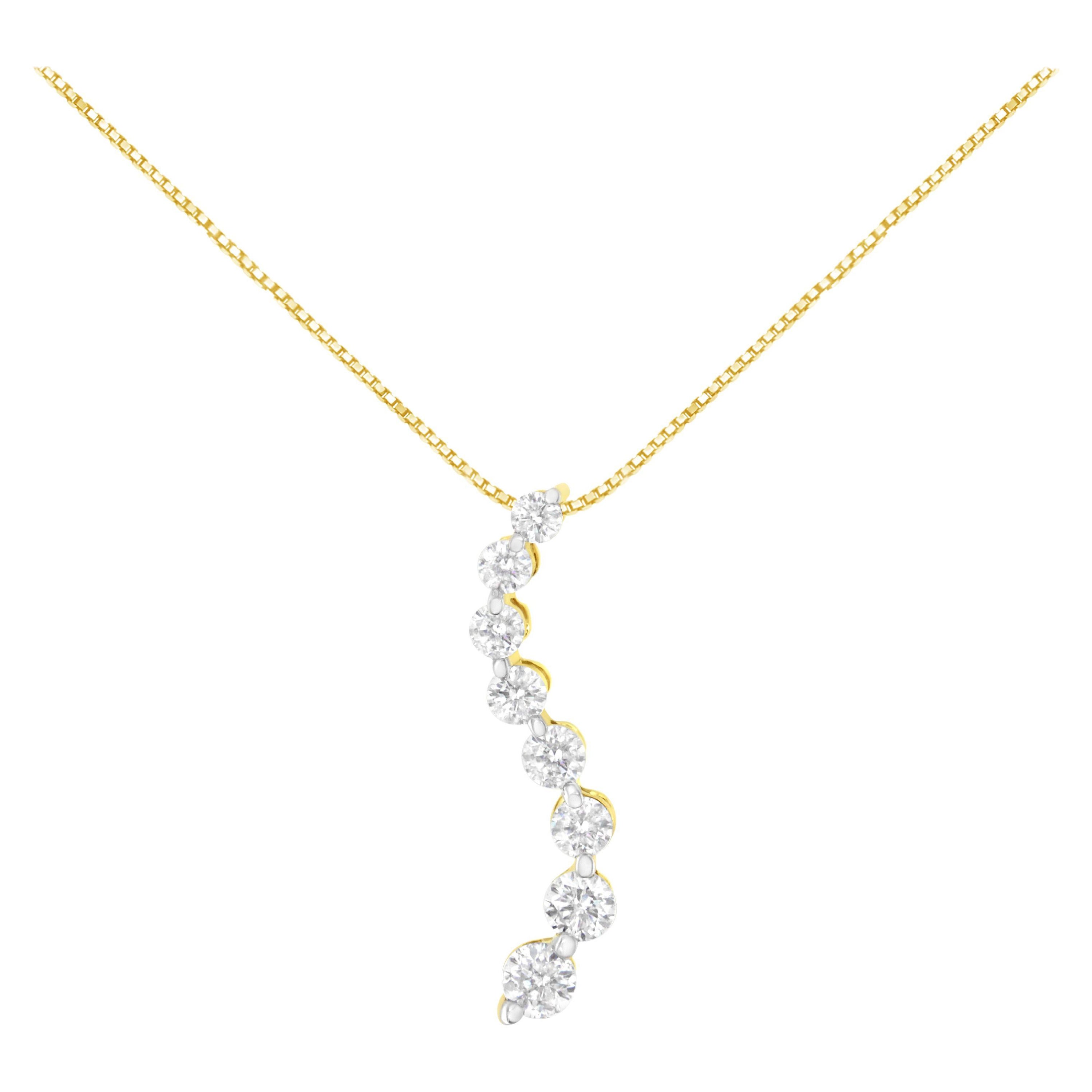 AGS zertifiziert 14K Gelbgold 3,0 Karat Diamant Journey Anhänger Halskette
