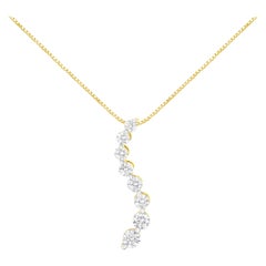 AGS zertifiziert 14K Gelbgold 3,0 Karat Diamant Journey Anhänger Halskette