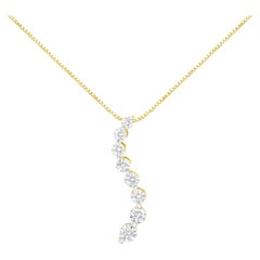 AGS Certified 14K Yellow Gold 3.0 Carat Diamond Journey Pendant Necklace
