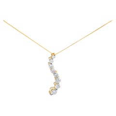 AGS Certified 14K Yellow Gold 3.0 Carat Diamond Journey Pendant Necklace