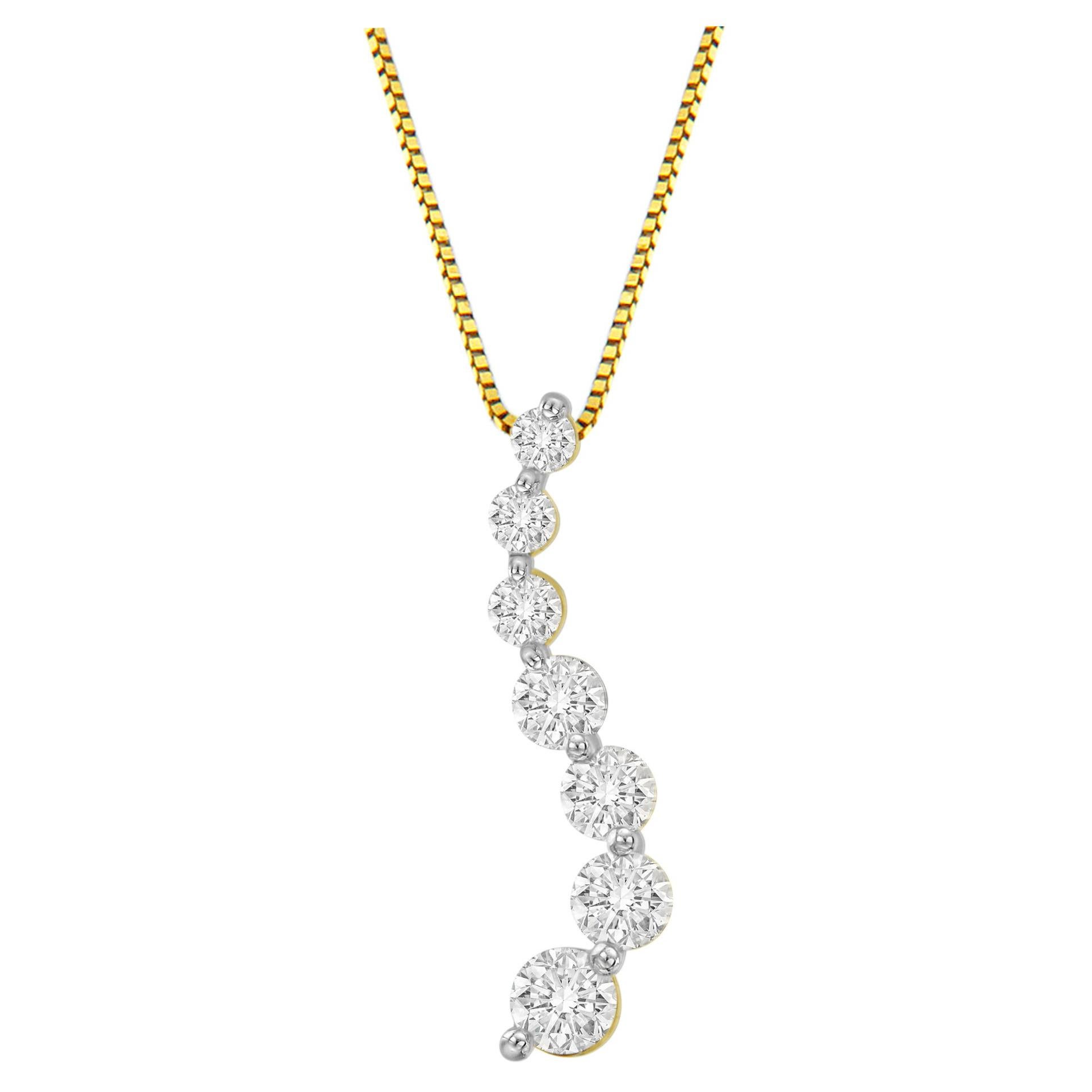 AGS Certified 14K Yellow Gold 2.00 Carat Diamond Pendant Necklace For