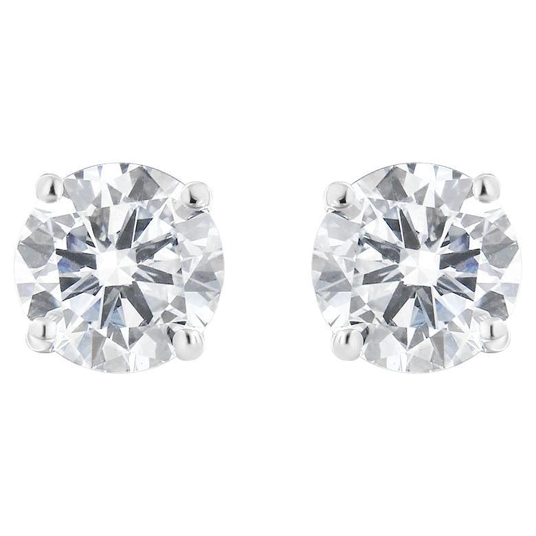 AGS Certified 2.00 Carat Diamond 14k White Gold Classic Solitaire Stud Earrings