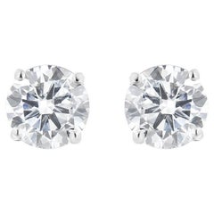 AGS Certified 2.00 Carat Diamond 14k White Gold Classic Solitaire Stud Earrings