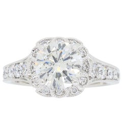 AGS Certified 2.23 Carat Diamond Halo Engagement Ring